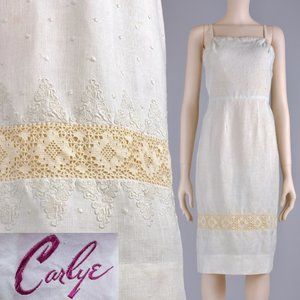 XS/S Vintage 50s Linen Embroidered Sun Dress